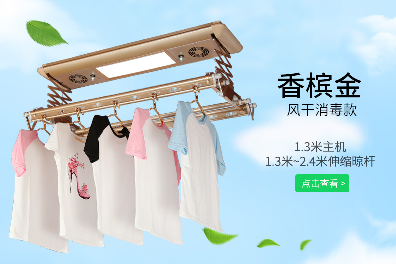 香檳金風干消毒電動晾衣架