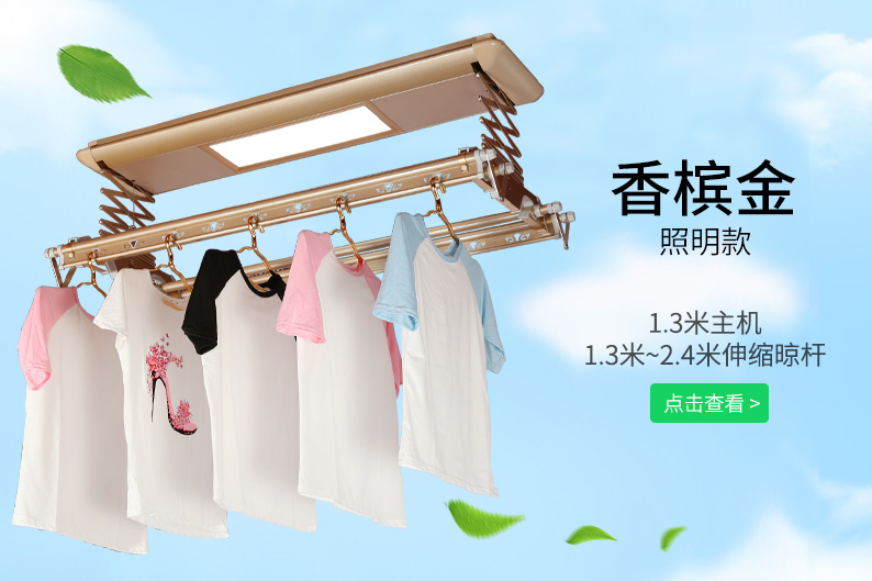 香檳金照明電動晾衣架