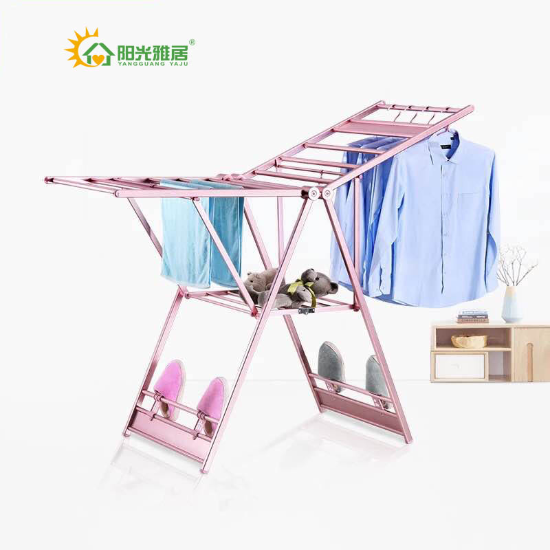 陽(yáng)光雅居落地晾衣架鋁合金折疊式翼型太空鋁戶外室內(nèi)雙層曬衣架